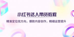 小红书达人带货教程：精准定位找方向，爆款内容创作，精细运营提升-瀚宇网创