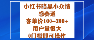 小红书暗黑小众情感赛道,客单价100-300+用户量很大,0门槛即可操作-瀚宇网创
