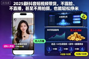 2025最新抖音短视频带货，不露脸、不直播，甚至不用拍摄，也能轻松挣米-瀚宇网创