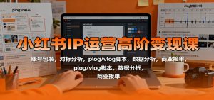 小红书IP运营高阶变现课:账号包装,对标分析,plog/vlog脚本,数据分析,商业接单-瀚宇网创