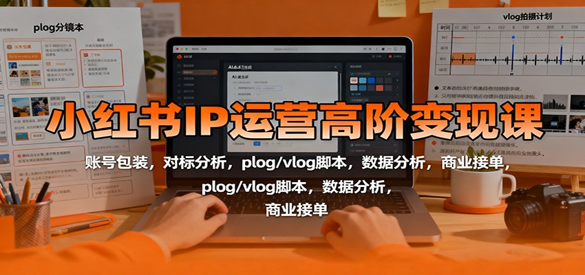 图片[1]-小红书IP运营高阶变现课：账号包装，对标分析，plog/vlog脚本，数据分析，商业接单-瀚宇网创
