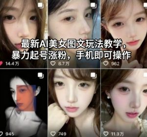 最新AI美女图文玩法教学,暴力起号涨粉,手机即可操作-瀚宇网创