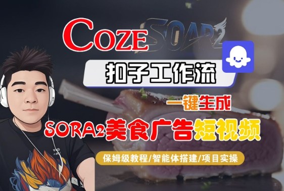 Coze扣子智能体工作流一键生成&ldquo;SORA2美食广告&ldquo;短视频，全流程保姆级教学
