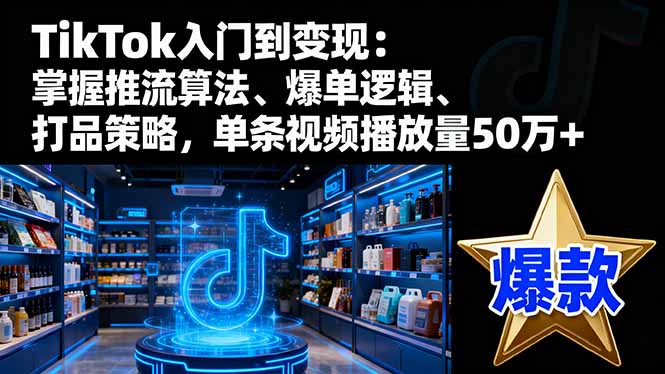 TikTok入门到变现：掌握推流算法、爆单逻辑、打品策略，单条视频播放量50w-瀚宇网创