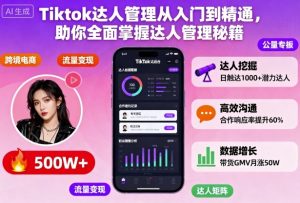 Tiktok达人管理从入门到精通,助你全面掌握达人管理秘籍-瀚宇网创