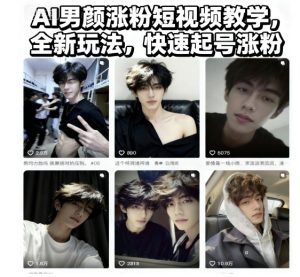AI男颜涨粉短视频教学，全新玩法，快速起号涨粉-瀚宇网创