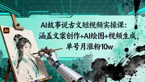 AI故事说古文短视频实操课:涵盖文案创作+AI绘图+视频生成,单号月涨粉10w-瀚宇网创