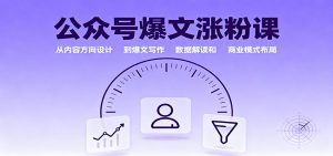 公众号爆文涨粉课:从内容方向设计到爆文写作,数据解读和商业模式布局-瀚宇网创