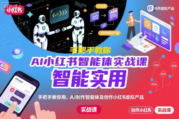 AI小红书智能体实战课，手把手教你用AI制作智能体及创作小红书虚拟产品，提效+内容商业化-瀚宇网创