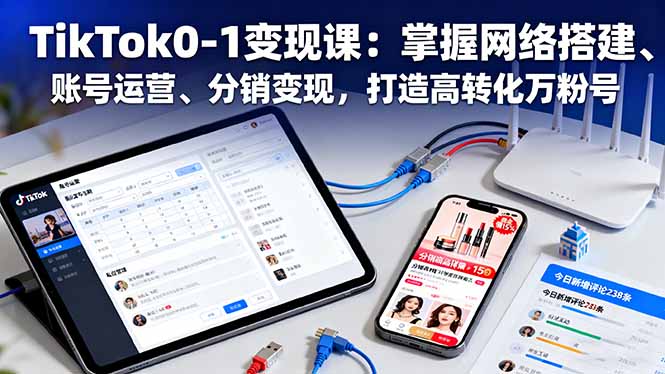 TikTok0-1变现课:掌握网络搭建、账号运营、分销变现,打造高转化万粉号-瀚宇网创