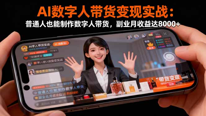 AI数字人带货变现实战:普通人也能制作数字人带货,副业月收益达8000+-瀚宇网创