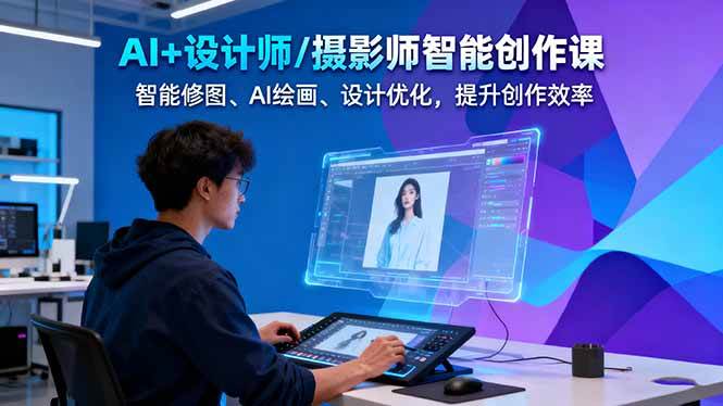 图片[1]-AI+设计师/摄影师智能创作课：智能修图、AI绘画、设计优化，提升创作效率-瀚宇网创