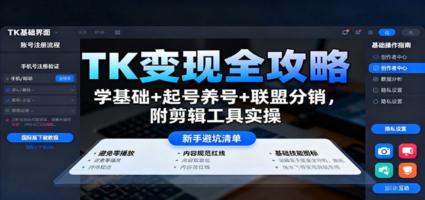 图片[1]-TK变现全攻略：学基础+起号养号+联盟分销，附剪辑工具实操-瀚宇网创
