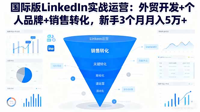 国际版LinkedIn实战运营:外贸开发+个人品牌+销售转化,新手3个月月入5万+-瀚宇网创