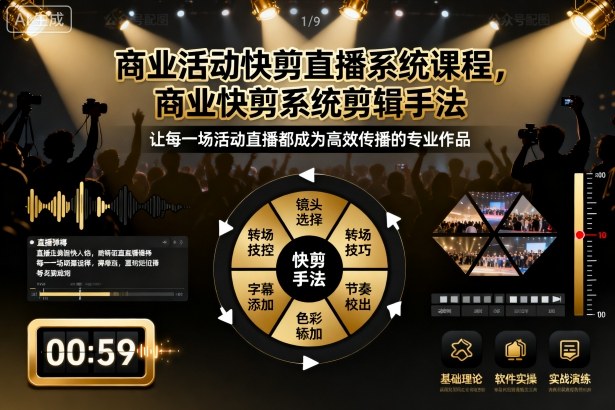 商业活动快剪直播系统课程,商业快剪系统剪辑手法-瀚宇网创