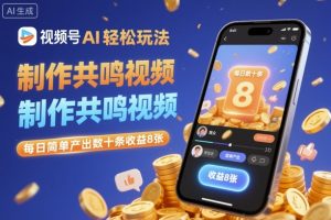 视频号AI轻松玩法，制作共鸣视频，每日简单产出数十条收益8张-瀚宇网创