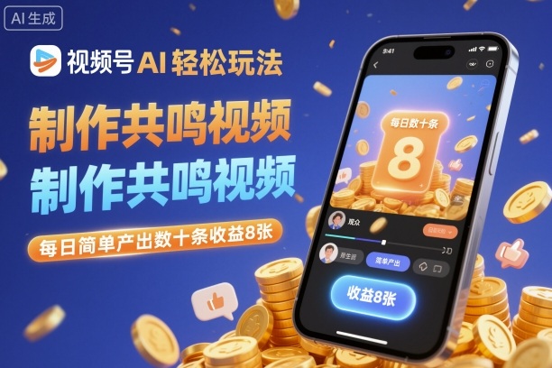 视频号AI轻松玩法，制作共鸣视频，每日简单产出数十条收益8张-瀚宇网创