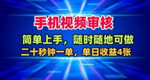 手机视频审核，随时随地可做，二十秒钟一单，单日收益4张+【揭秘】-瀚宇网创