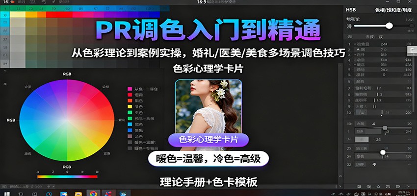 PR调色入门到精通：从色彩理论到案例实操，婚礼/医美/美食多场景调色技巧-瀚宇网创