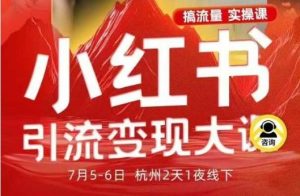 小红书引流变现7月线下大课,一次性讲透小红书笔记、矩阵、投放、引流、转化的全流程SOP-瀚宇网创