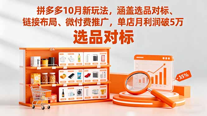 拼多多10月新玩法，涵盖选品对标、链接布局、微付费推广，单店月利润破5万-瀚宇网创