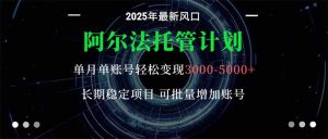 阿尔法托管计划 单账号月入3000-5000，长期稳定项目，新手小白轻松上手。-瀚宇网创