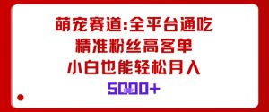 萌宠赛道，全平台通吃，精准粉丝高客单，小白也能轻松月入5k-瀚宇网创