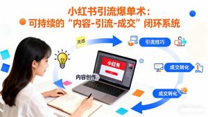 小红书引流爆单术:构建一套低成本 可持续的“内容-引流-成交”闭环系统-瀚宇网创