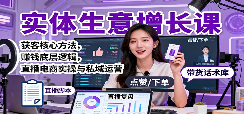 图片[1]-实体生意增长课：获客核心方法，赚钱底层逻辑，直播电商实操与私域运营-瀚宇网创