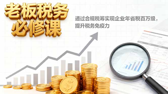 老板税务必修课，通过合规税筹实现企业年省税百万级，提升税务免疫力-瀚宇网创