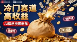 公众号冷门赛道，用AI做情感漫画，7天开通流量主，操作简单，小白可玩-瀚宇网创