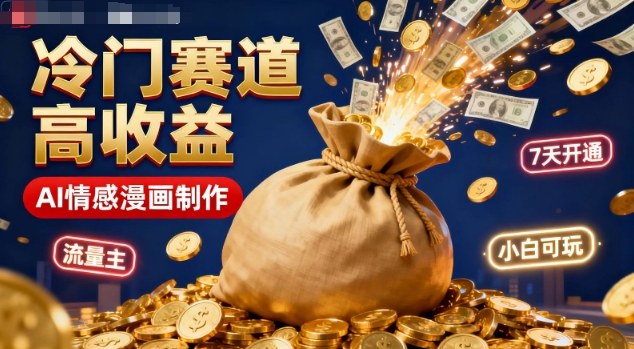 公众号冷门赛道,用AI做情感漫画,7天开通流量主,操作简单,小白可玩-瀚宇网创