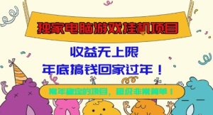 独家电脑游戏挂G项目，常年稳定，收益无上限，年底搞钱回家过年【揭秘】-瀚宇网创