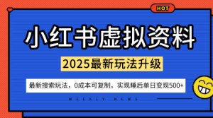 小红书虚拟资料项目:最新搜索流变现玩法,0成本简单可复制,一人多店打法,新手也可轻松日入5张+-瀚宇网创
