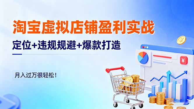 淘宝虚拟店铺盈利实战:定位+违规规避+爆款打造,月入过万很轻松!-瀚宇网创