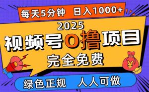 2025视频号0撸项目，5分钟一个号，日入1000+，人人可做-瀚宇网创