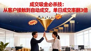 吸金成交营销必杀技：从客户接触到自动成交，单日成交率翻3倍-瀚宇网创