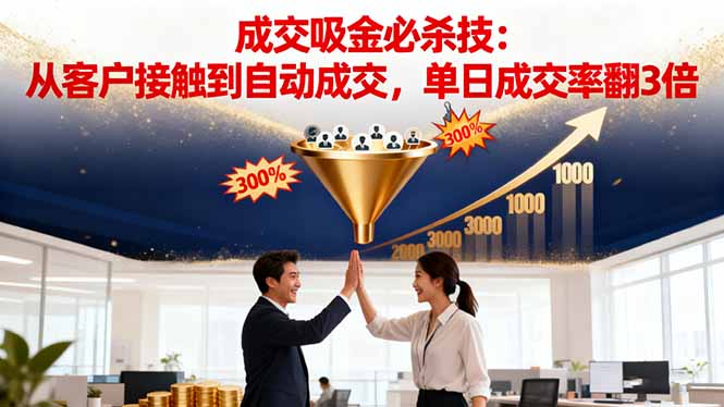 吸金成交营销必杀技:从客户接触到自动成交,单日成交率翻3倍-瀚宇网创