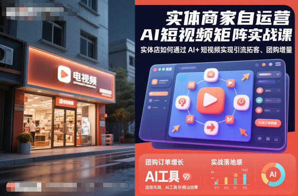 实体商家自运营AI短视频矩阵实战课，实体店如何通过AI+短视频实现引流拓客、团购增量-瀚宇网创