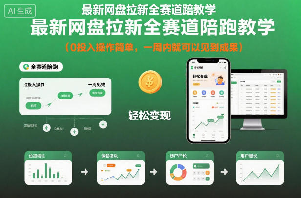 最新网盘拉新全赛道陪跑教学,0投入操作简单,一周内就可以见到成果-瀚宇网创