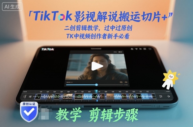 TikTok影视解说搬运切片+二创剪辑教学，过中过原创，TK中视频创作者新手必看-瀚宇网创