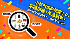 小红书虚拟陪跑3.0：店铺搭建+单品服务+细分铺货+选品技术，单店日入100+-瀚宇网创