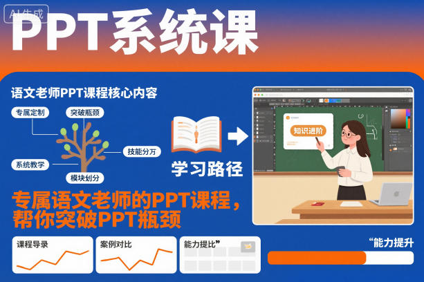 PPT系统课，专属语文老师的PPT课程，帮你突破PPT瓶颈-瀚宇网创