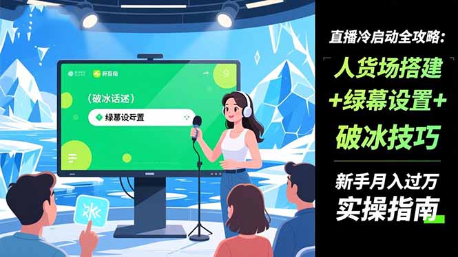 直播冷启动全攻略:人货场搭建+绿幕设置+破冰技巧，新手月入过万实操指南-瀚宇网创