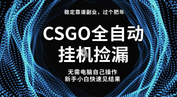 【稳定副业】全球最热门游戏CSGO全自动捡漏,最新玩法,新手小白日入5张+【揭秘】-瀚宇网创