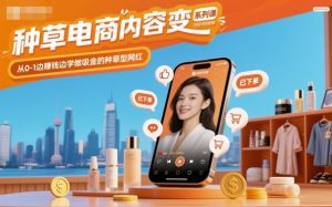 种草电商内容变现系列课，从0-1边賺钱边学做吸金的种草型网红-瀚宇网创
