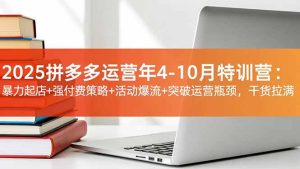 2025拼多多运营年4-10月特训营：暴力起店+强付费策略+活动爆流+突破运营瓶颈，干货拉满-瀚宇网创