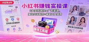 小红书赚钱实操课：5大变现路径+广告渠道，爆品内容制作+辅助工具使用-瀚宇网创