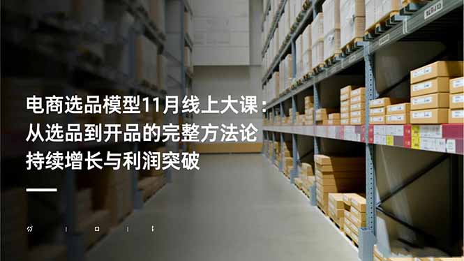 电商选品模型11月线上大课:从选品到开品的完整方法论 持续增长与利润突破-瀚宇网创