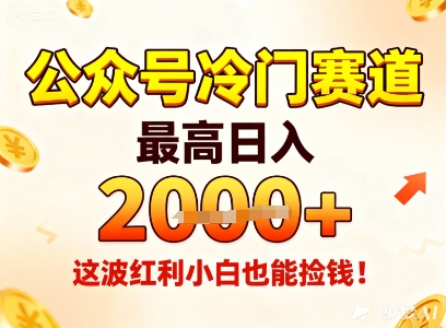 公众号冷门赛道,最高日入1k+,这波红利小白也能捡钱!-瀚宇网创